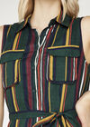 Vertical Stripe Shirt Maxi Dress, Green, large
