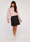Volume Sleeve Crew Neck Jumper, Pink, large