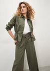 Paper Bag Waist Wide Leg Trousers, Khaki, large
