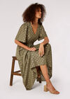 Gold Foil Tier Maxi Dress, Khaki, large