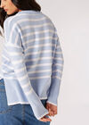 Split Hem Stripe Knitted Jumper, Blue, large