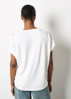 Decorative Button Jersey T-Shirt, Cream, large