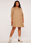 Curve Shirt Swing Dress, Stone, large