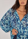 Blurred Floral Chiffon Blouse, Aqua - Turquoise, large