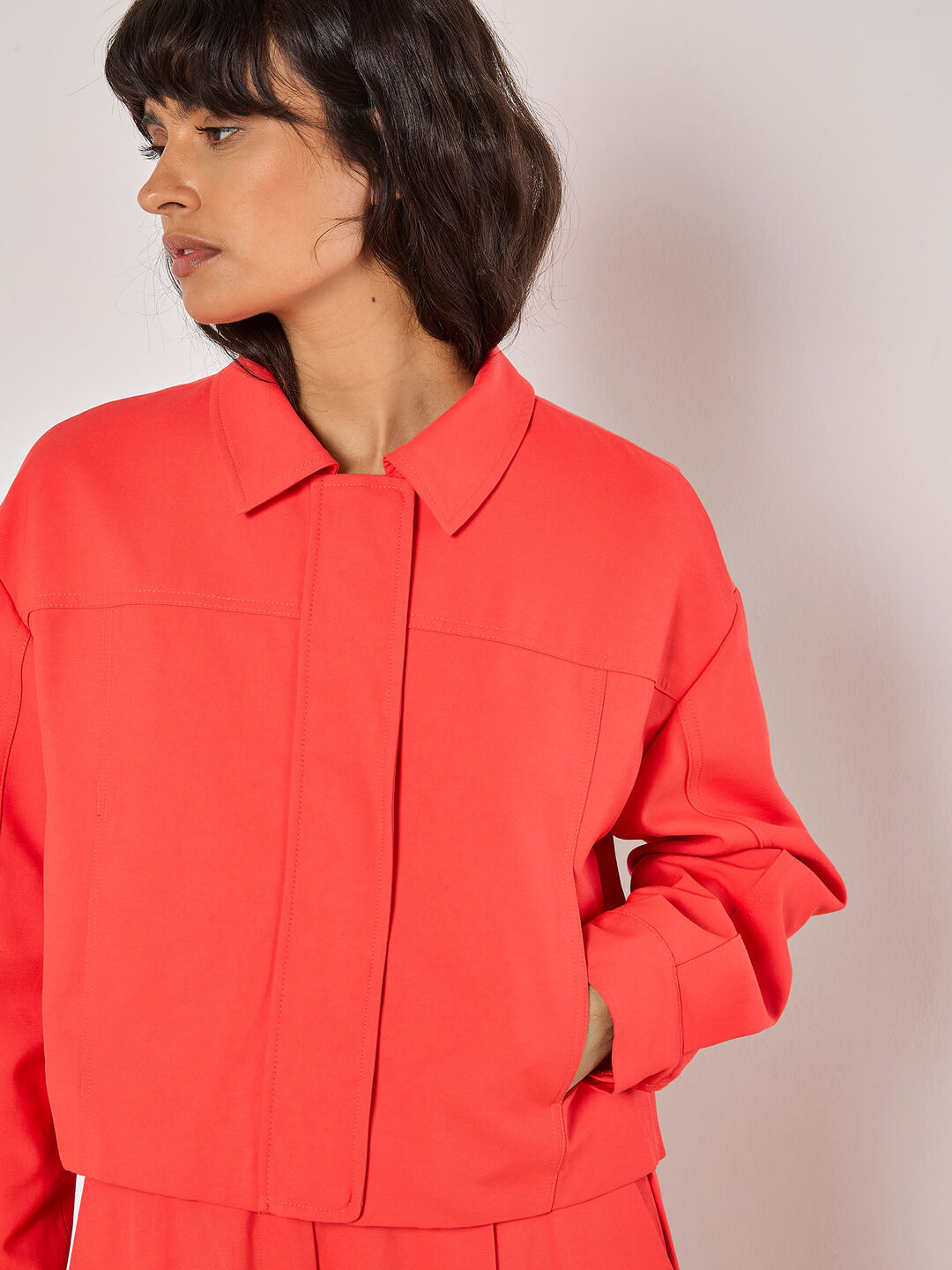 Image of Tailored Cropped Jacket- Trousers-Red