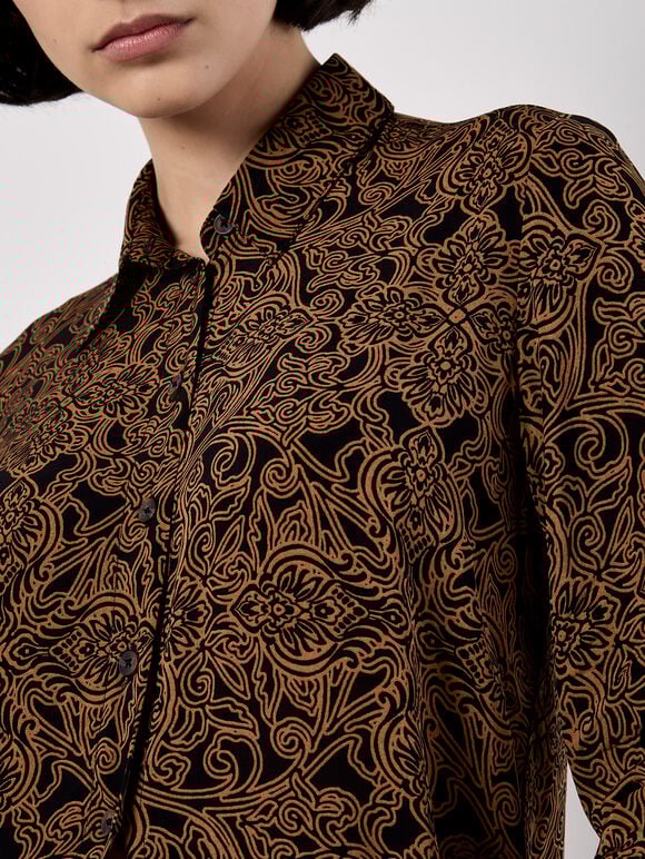Art Deco Paisley Print Shirt, Rust, large