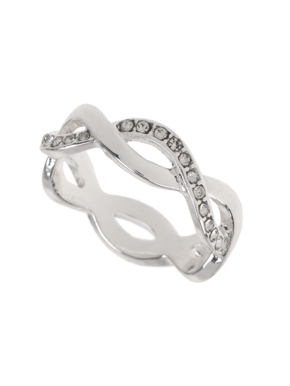 Diamante Infinity Ring, Light Grey / Silver, large