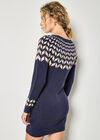 Chevron Knitted Mini Dress, Navy, large