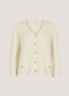Shimmer Cotton Cardigan, Cream, large
