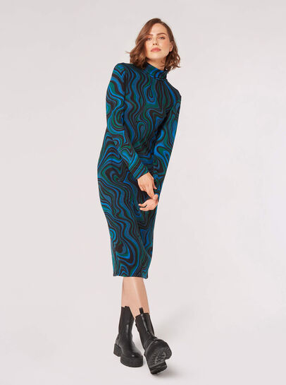 Marble Swirl Knit Midi Dress