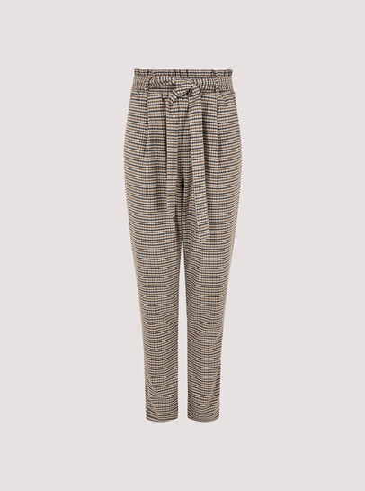 Slim Fit Check Paperbag Trousers