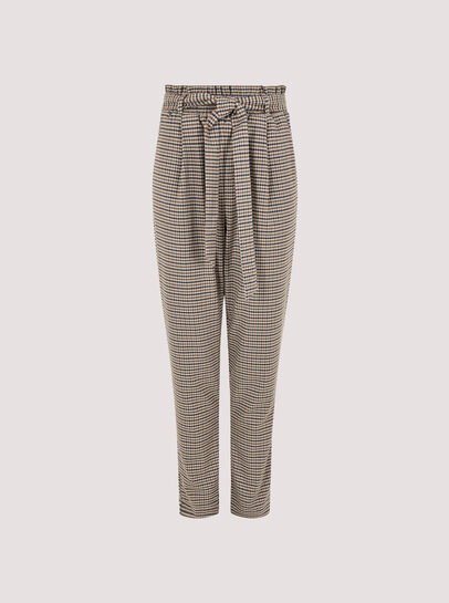 Slim Fit Check Paperbag Trousers