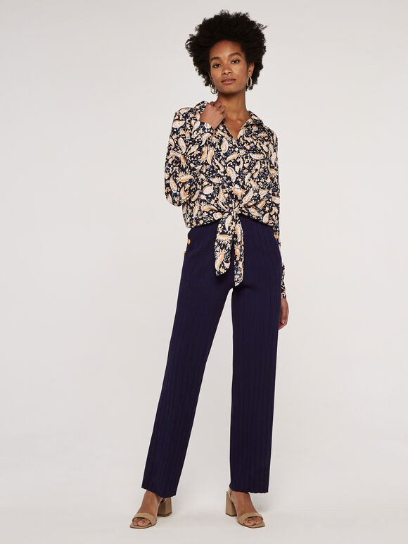 Watercolour Paisley  Top, Navy, large