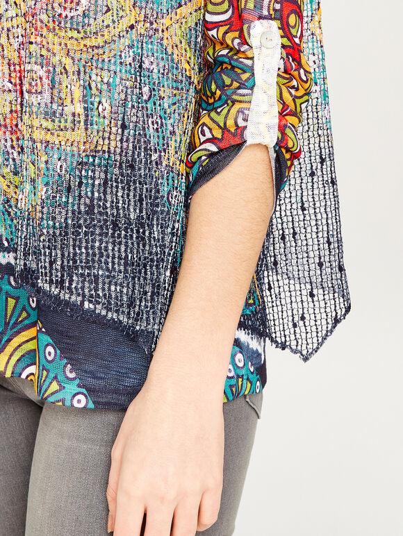 Tribal Placement Underlay Top, Navy, large