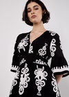 Floral Baroque Smocked Mini Dress, Black, large