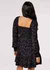 Paisley Milkmaid Mini Dress, Black, large