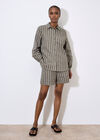 Striped Linen Shirt, Khaki, large