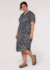 Curve Paisley Shirt Midi Dress, Navy, large