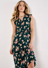 Painterly Floral Midi Dress, Green, large
