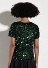 Multi Sequin Boxy Top, Green, large
