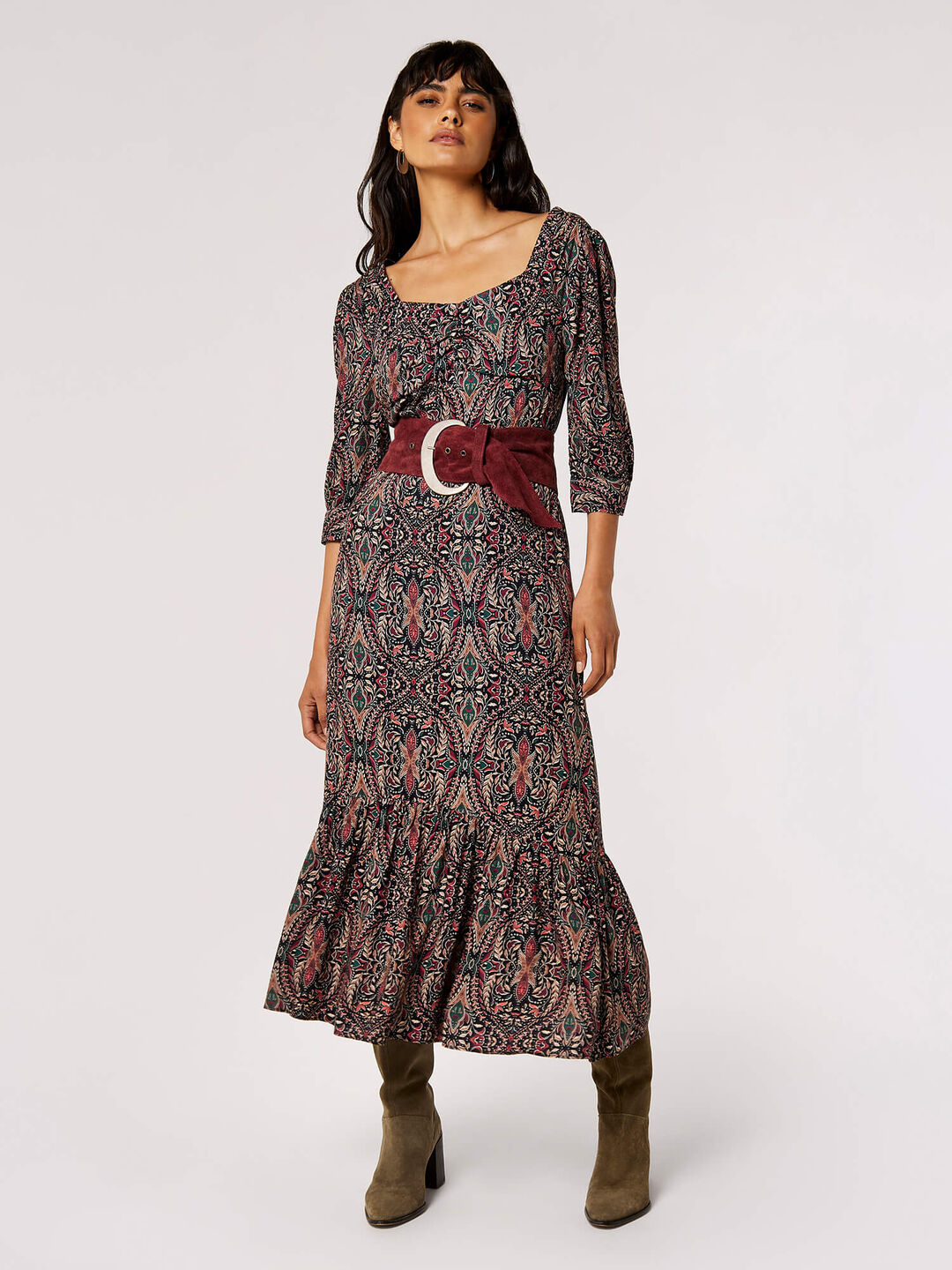 Paisley Print Midi Dress