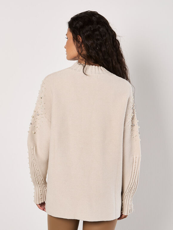 Pearl Gemstone Embellished Jumper, Stone, large