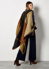 Colour Block Blanket Cape, Brown, large