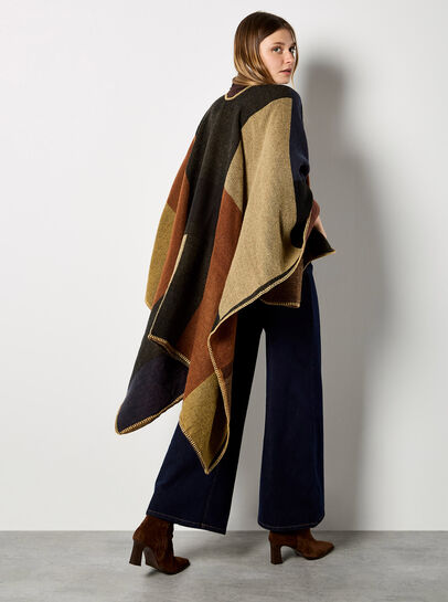 Colour Block Blanket Cape