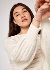 Pointelle Stripe Batwing Jumper, Cream, large