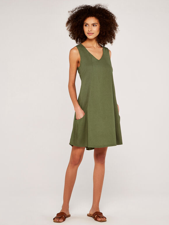 Basic Pocket Dress, Khaki, large