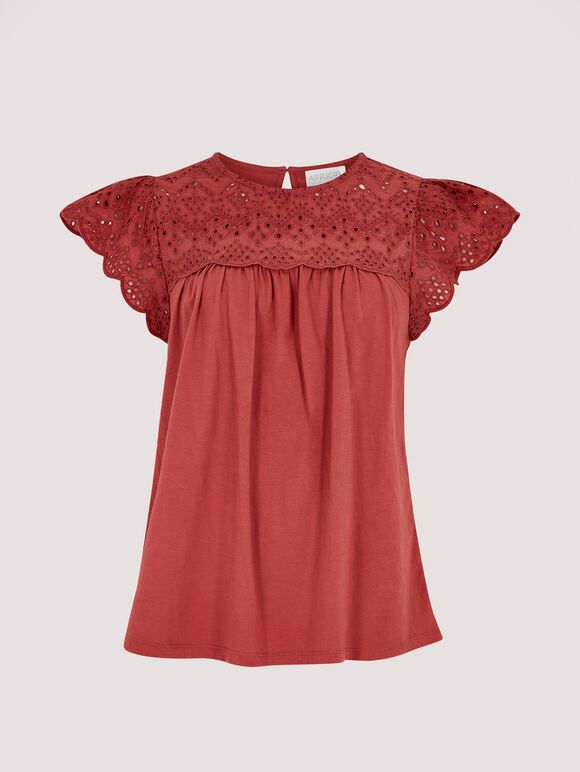 Cutwork Jersey Blouse, Pink, large