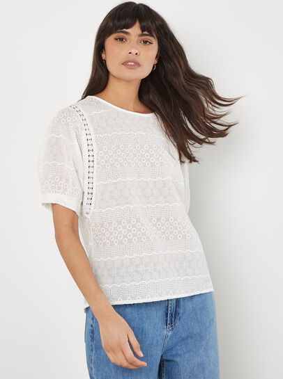 Floral Broderie Cotton Lace Top