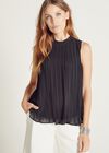Ruched Neck Swing Top, Black, large