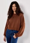 Ribbed Knit Cropped Jumper, Rust, large