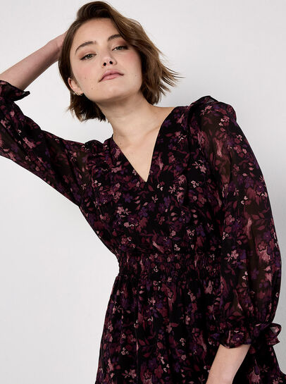 Ditsy Floral Chiffon Ruffle Dress