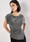 Sparkle Side Ruched Jersey Top, Silver, large