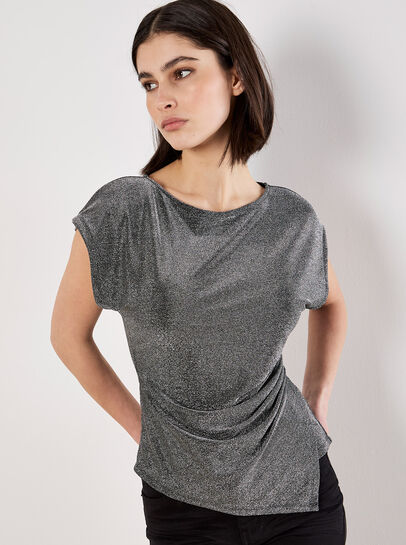 Sparkle Side Ruched Jersey Top