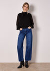 Sequin Trim Chiffon Top, Black, large