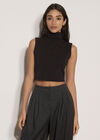 Jersey Crop Tank Top, Black, large