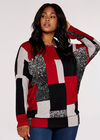 Curve Colourblock Oversized Top, Red, large