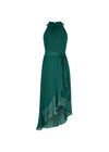 Halter Neck Ruffle Dress, Green, large