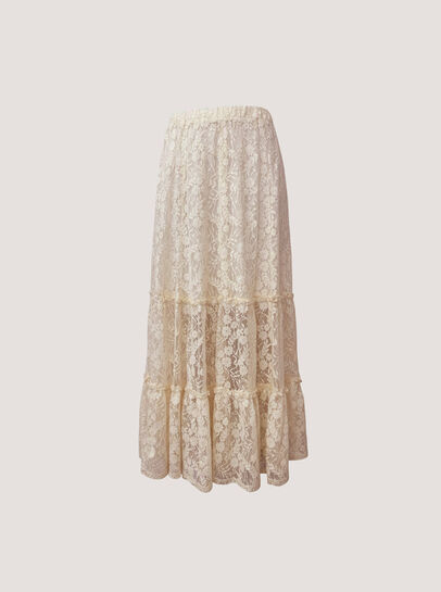 Floral Lace Tiered Midi Skirt