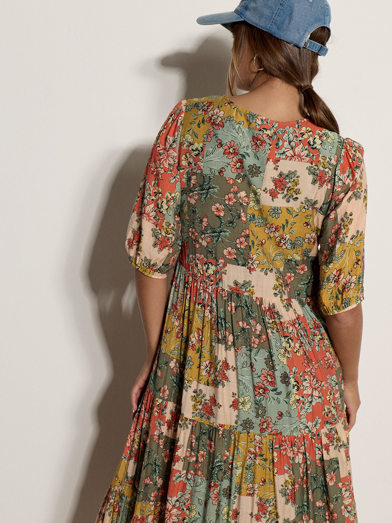 Patchwork Floral Midi Dress | Apricot Clothing