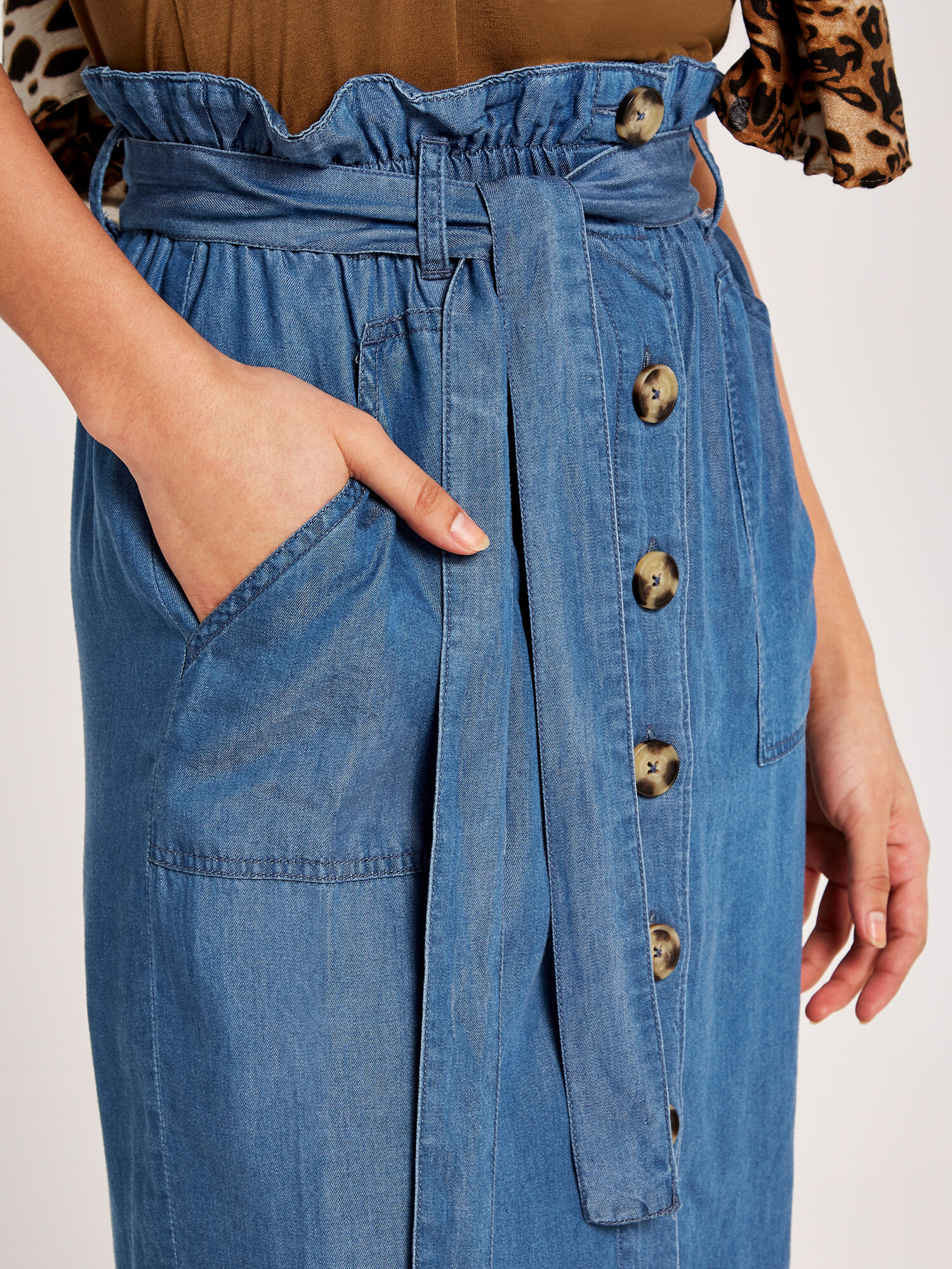 Paperbag skirt denim cheap
