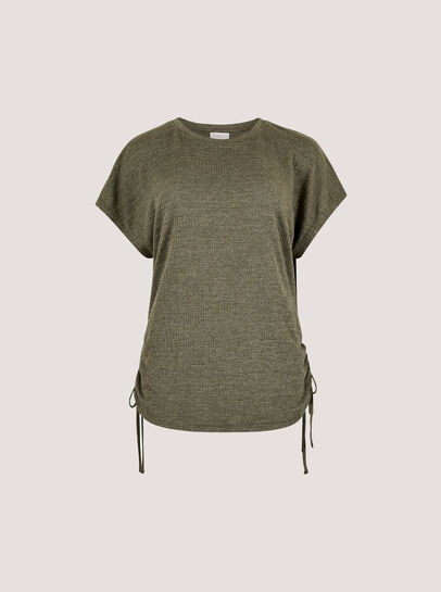 Textured Jersey Side Ruched T-Shirt