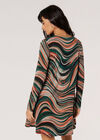 Swirl Jersey Knit Swing Mini Dress, Orange, large