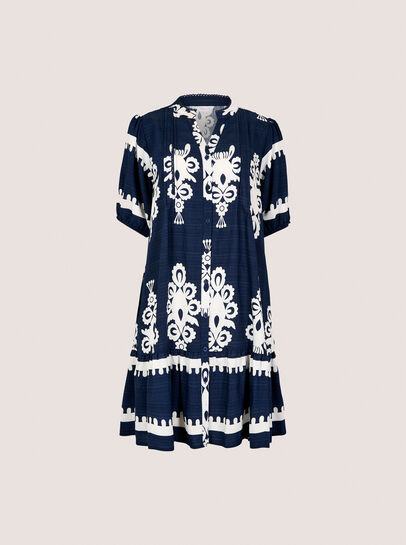 Baroque Print Shirt Mini Dress