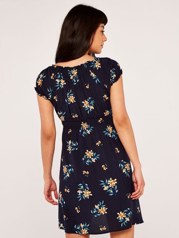 Floral Bunches Milkmaid Dress, Yellow, large