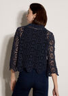 Geometric Cotton Crochet Shirt, Navy, large