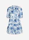 Floral Print Cotton Mini Dress, Blue, large